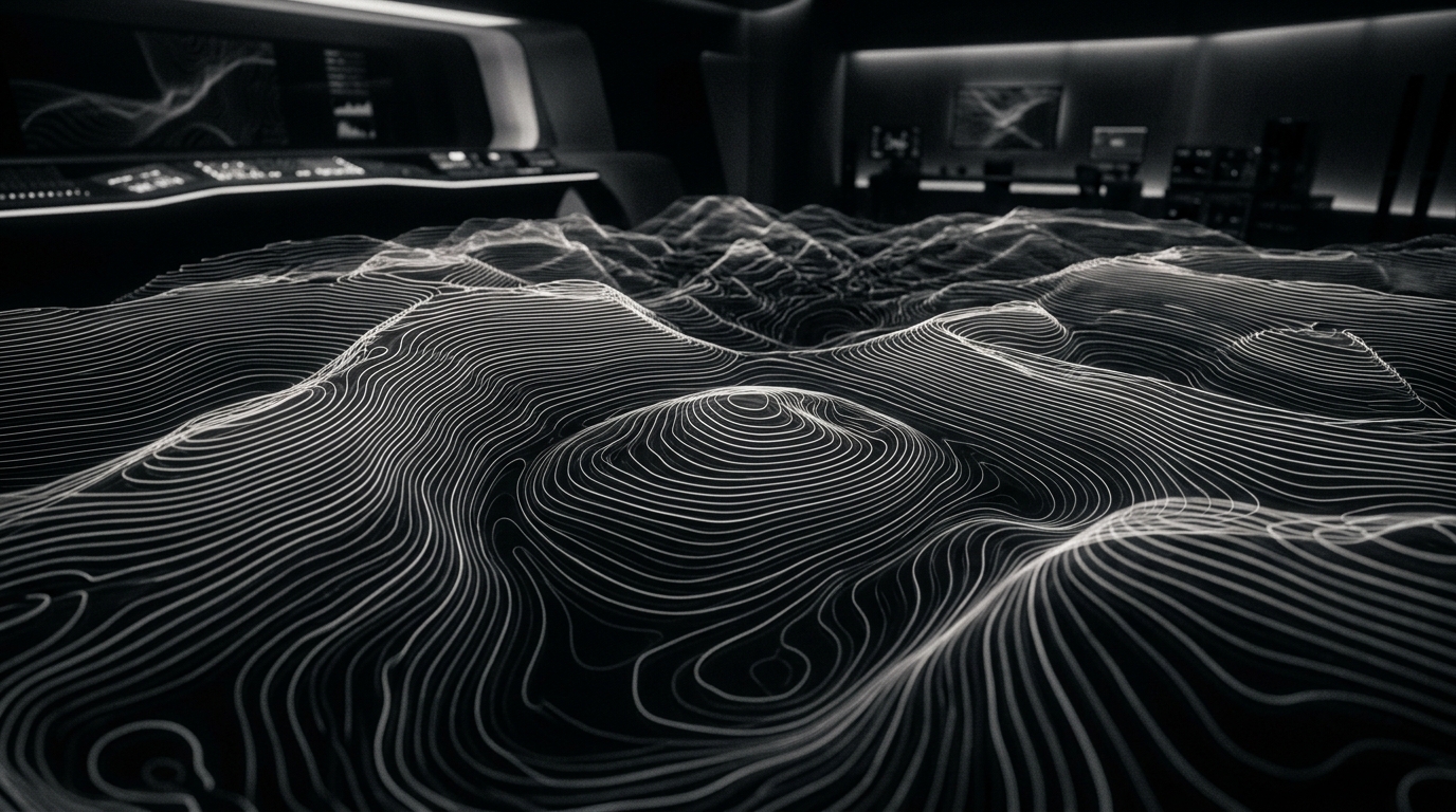 Nested contour lines forming a topographic field